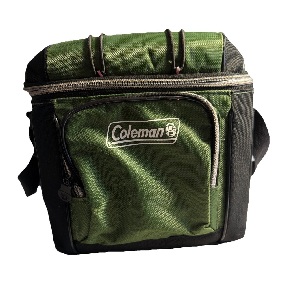 Coleman Soft Cooler Bag Green Black Removable Hard Liner Adjustable Strap 9 Can